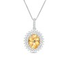 Thumbnail Image 1 of Oval Citrine and White Topaz Starburst Double Frame Pendant in Sterling Silver