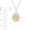 Thumbnail Image 3 of Oval Citrine and White Topaz Starburst Double Frame Pendant in Sterling Silver