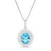 Thumbnail Image 1 of Oval Swiss Blue and White Topaz Starburst Double Frame Pendant in Sterling Silver