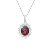 Thumbnail Image 1 of Oval Garnet and White Topaz Starburst Double Frame Pendant in Sterling Silver