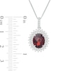 Thumbnail Image 3 of Oval Garnet and White Topaz Starburst Double Frame Pendant in Sterling Silver