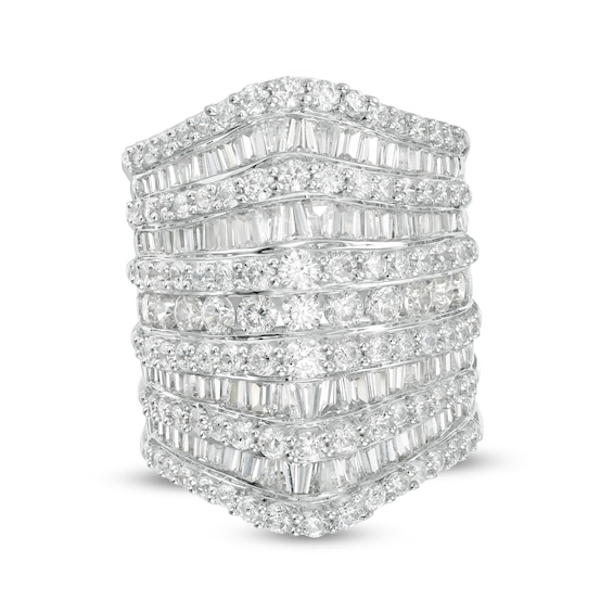 4 CT. T.w. Composite Diamond Multi-Row Chevron Ring in 10K White Gold