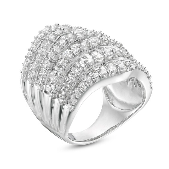 4 CT. T.w. Composite Diamond Multi-Row Chevron Ring in 10K White Gold