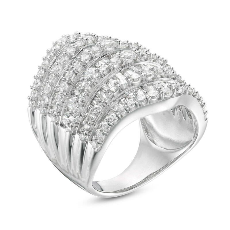 Main Image 3 of 4 CT. T.W. Composite Diamond Multi-Row Chevron Ring in 10K White Gold