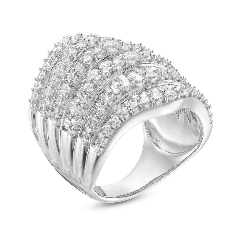 4 CT. T.W. Composite Diamond Multi-Row Chevron Ring in 10K White Gold