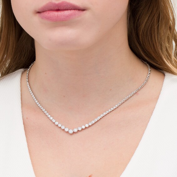 4 CT. T.w. Diamond Riviera Necklace in 10K White Gold - 17"