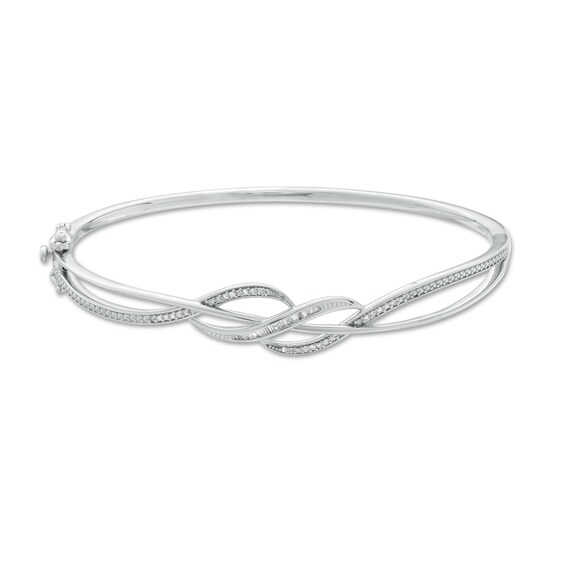 1/5 CT. T.w. Diamond Flowy Twist Bangle in Sterling Silver