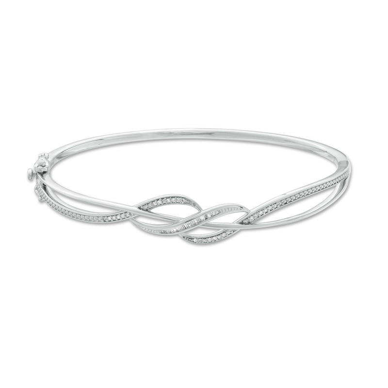 Main Image 1 of 1/5 CT. T.W. Diamond Flowy Twist Bangle in Sterling Silver