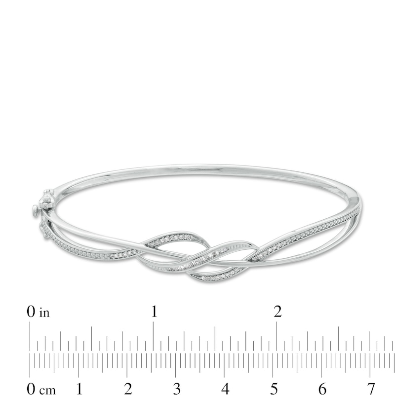 Main Image 3 of 1/5 CT. T.W. Diamond Flowy Twist Bangle in Sterling Silver