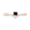 Thumbnail Image 4 of 1/5 CT. T.W. Enhanced Black and White Diamond Chevron Promise Ring in 10K Rose Gold