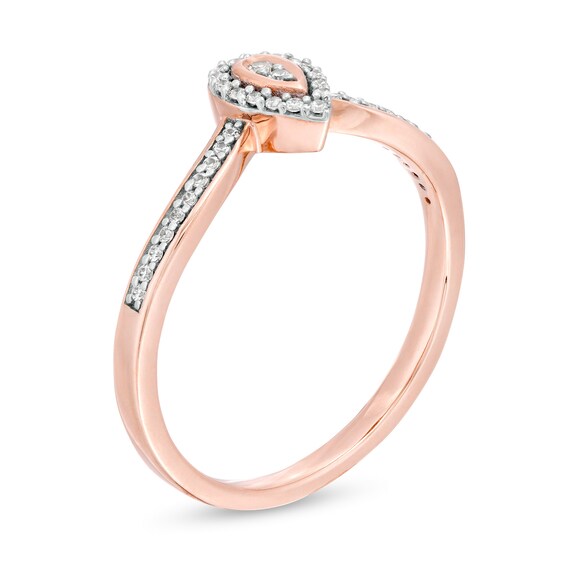1/8 CT. T.w. Composite Diamond Pear-Shaped Frame Chevron Promise Ring in 10K Rose Gold