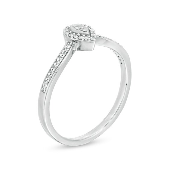 1/8 CT. T.w. Composite Diamond Pear-Shaped Frame Chevron Promise Ring in 10K White Gold
