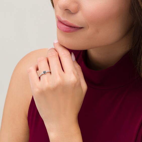 1/4 CT. T.w. Enhanced Black and White Diamond Art Deco Promise Ring in 10K White Gold