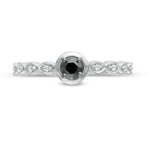 1/4 CT. T.w. Enhanced Black and White Diamond Art Deco Promise Ring in 10K White Gold
