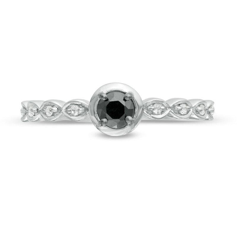 1/4 CT. T.W. Enhanced Black and White Diamond Art Deco Promise Ring in 10K White Gold