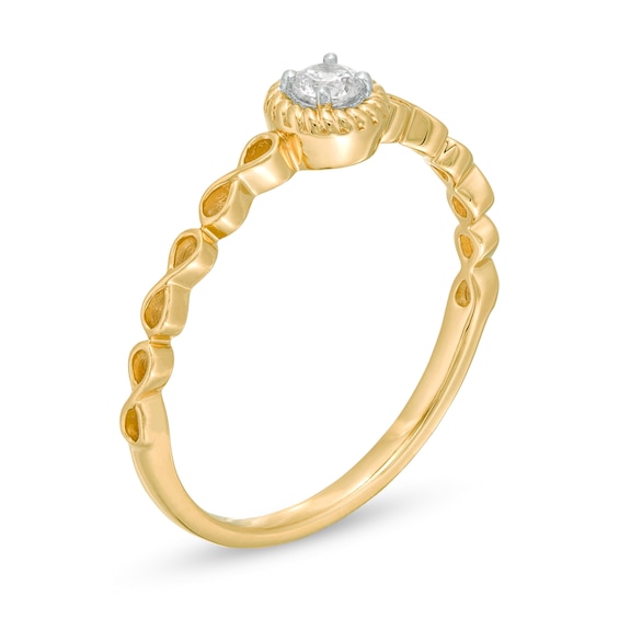 1/10 CT. Diamond Rope Frame Infinity Shank Solitaire Promise Ring in 10K Gold