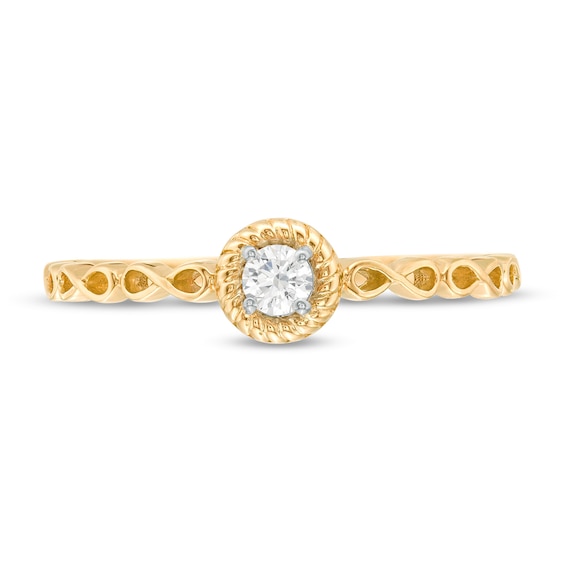 1/10 CT. Diamond Rope Frame Infinity Shank Solitaire Promise Ring in 10K Gold