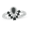 3/8 CT. T.W. Enhanced Black and White Composite Diamond Pear-Shaped Frame Ring in 10K White Gold