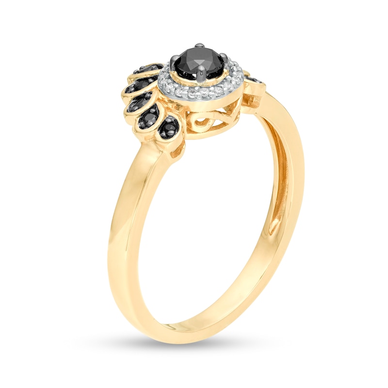 1/4 CT. T.W. Enhanced Black and White Diamond Frame Tiara Ring in 10K Gold