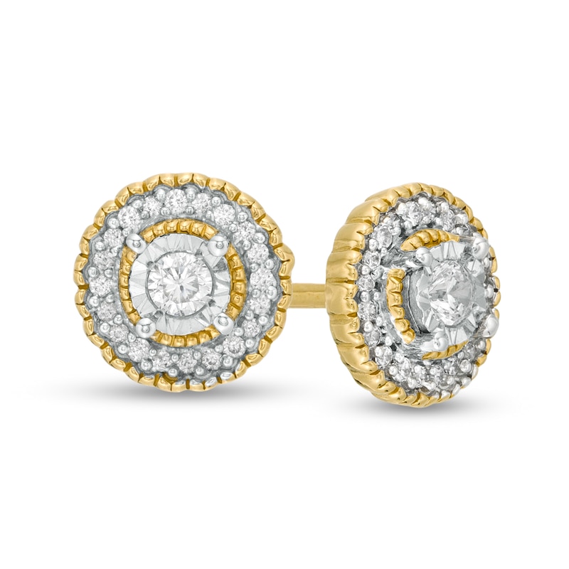 1/6 CT.T.W. Diamond Frame Vintage-Style Stud Earrings in 10K Gold