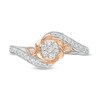 Thumbnail Image 4 of Cherished Promise Collection™ 1/4 CT. T.W. Composite Diamond Bypass Flower Frame Promise Ring in 10K Two-Tone Gold