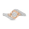 Thumbnail Image 3 of Cherished Promise Collection™ 1/4 CT. T.W. Composite Diamond Bypass Flower Frame Promise Ring in 10K Two-Tone Gold