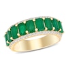 Thumbnail Image 0 of Emerald-Cut Emerald and 1/4 CT. T.W. Diamond Edge Band in 14K Gold