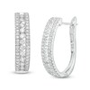Thumbnail Image 1 of 2 CT. T.W. Diamond Multi-Row Oval Hoop Earrings in 10K White Gold
