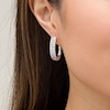 Thumbnail Image 2 of 2 CT. T.W. Diamond Multi-Row Oval Hoop Earrings in 10K White Gold