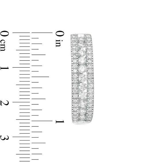 2 CT. T.w. Diamond Multi-Row Oval Hoop Earrings in 10K White Gold