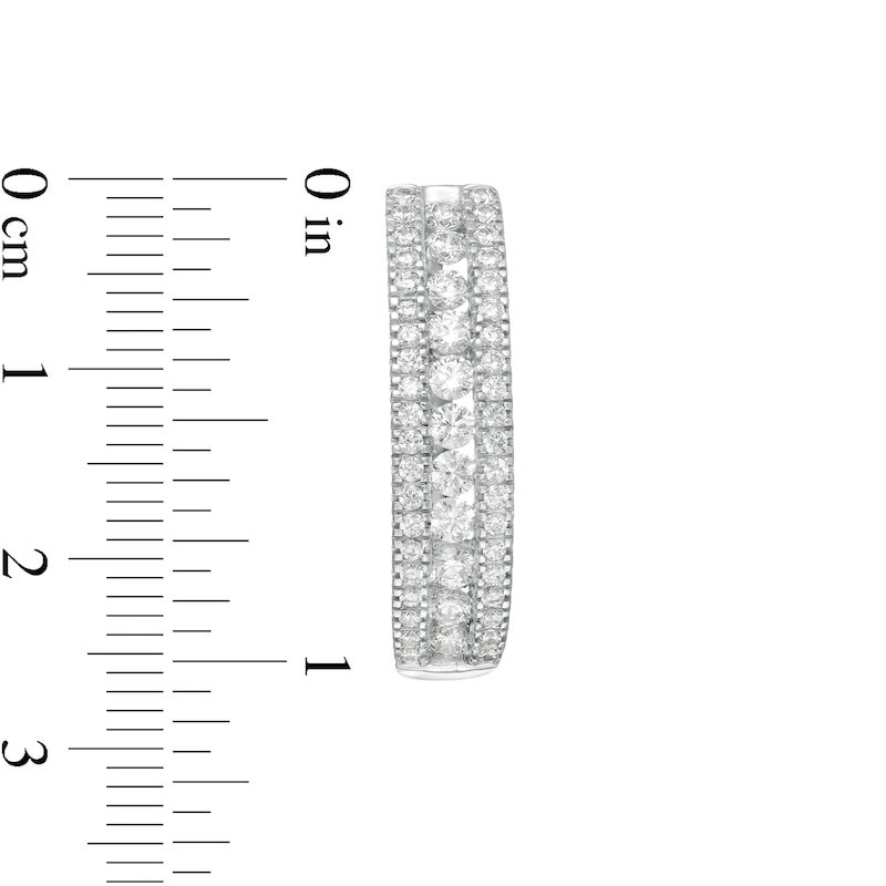 Main Image 3 of 2 CT. T.W. Diamond Multi-Row Oval Hoop Earrings in 10K White Gold