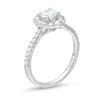 Thumbnail Image 3 of 3/4 CT. T.W. Celebration Ideal Certified Diamond Scallop Frame Vintage-Style Engagement Ring in 14K White Gold (I/I1)