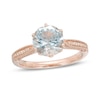 8.0mm Aquamarine and 1/5 CT. T.W. Diamond Vintage-Style Ring in 14K Rose Gold - Size 7