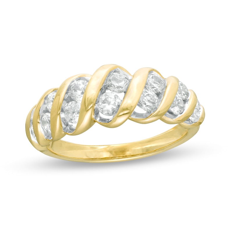 Main Image 1 of 1 CT. T.W. Diamond Slant Spiral Ring in 10K Gold