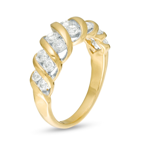 1 CT. T.w. Diamond Slant Spiral Ring in 10K Gold