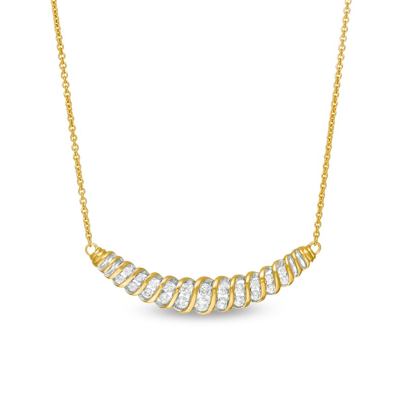 Main Image 1 of 1 CT. T.W. Diamond Slant Spiral Necklace in 10K Gold