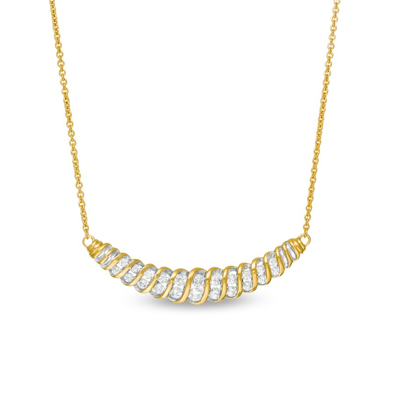 1 CT. T.W. Diamond Slant Spiral Necklace in 10K Gold