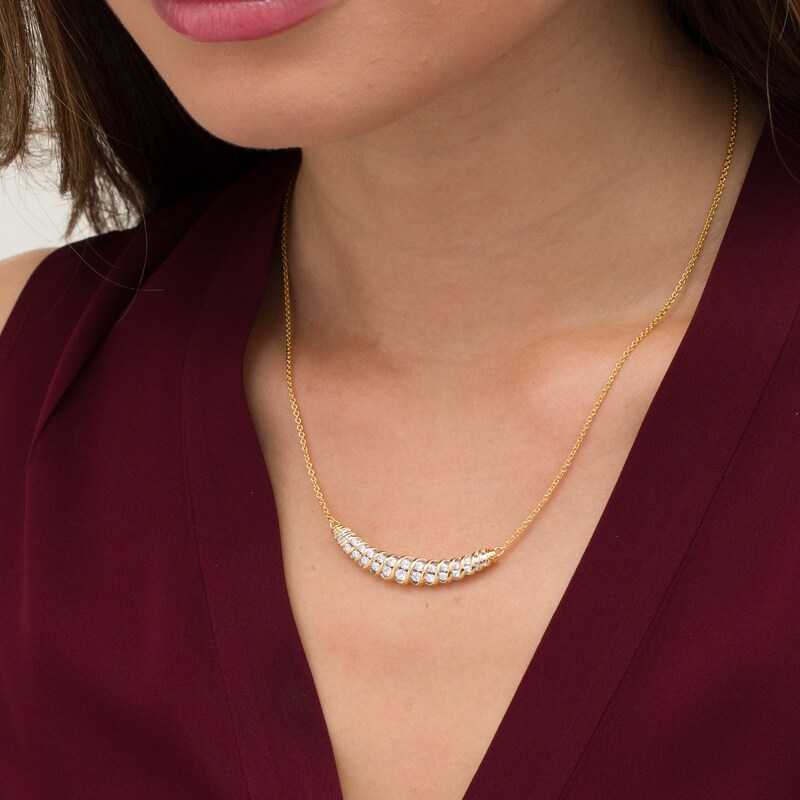 Main Image 2 of 1 CT. T.W. Diamond Slant Spiral Necklace in 10K Gold