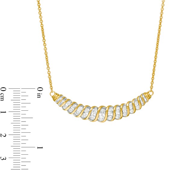 1 CT. T.w. Diamond Slant Spiral Necklace in 10K Gold