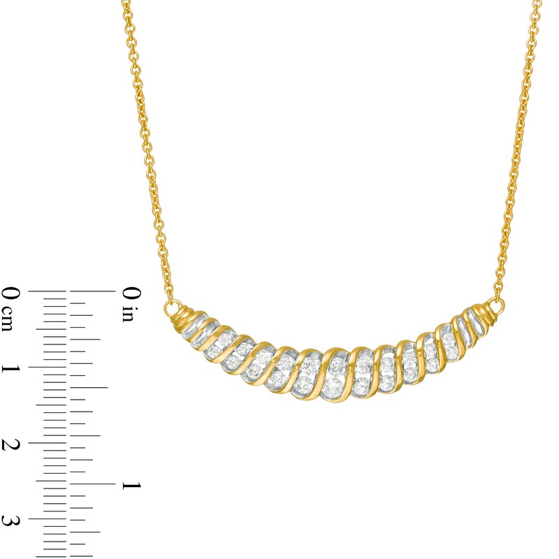 Main Image 3 of 1 CT. T.W. Diamond Slant Spiral Necklace in 10K Gold