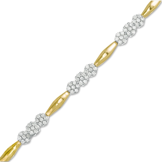 2 CT. T.w. Composite Diamond Alternating Bar Bracelet in 10K Two-Tone Gold