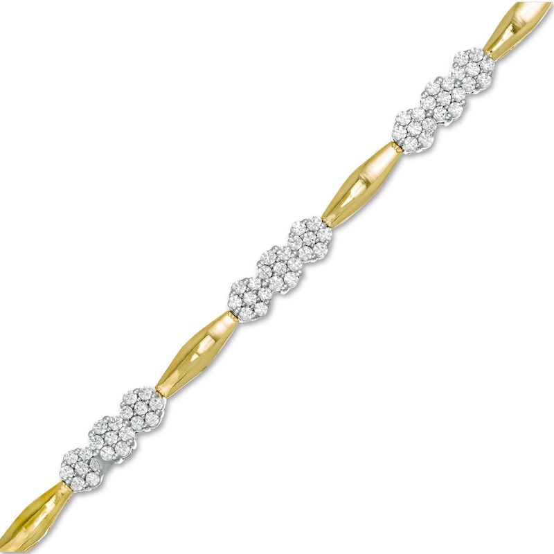 Main Image 1 of 2 CT. T.W. Composite Diamond Alternating Bar Bracelet in 10K Two-Tone Gold