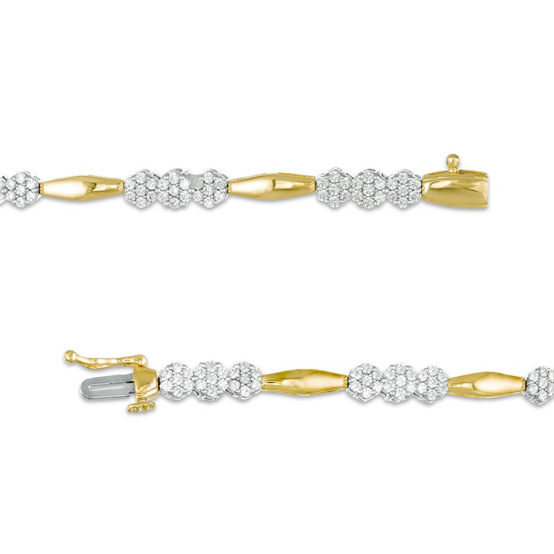 Main Image 3 of 2 CT. T.W. Composite Diamond Alternating Bar Bracelet in 10K Two-Tone Gold