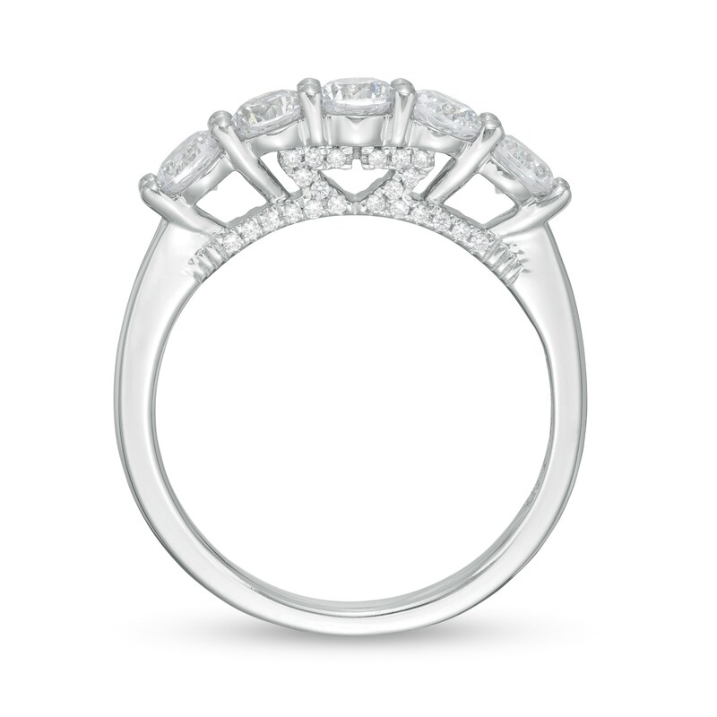 Main Image 3 of Zales Private Collection 1 CT. T.W. Certified Colorless Diamond Five Stone Wedding Band in 14K White Gold (F/I1)