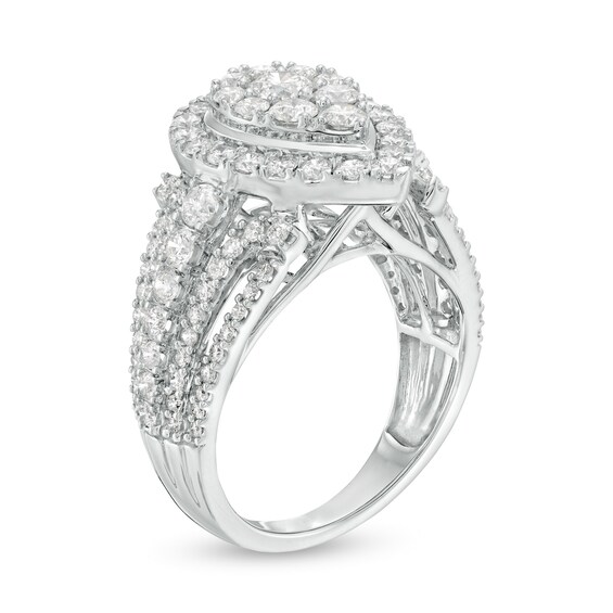 2 CT. T.w. Composite Diamond Pear-Shaped Frame Engagement Ring in 10K White Gold