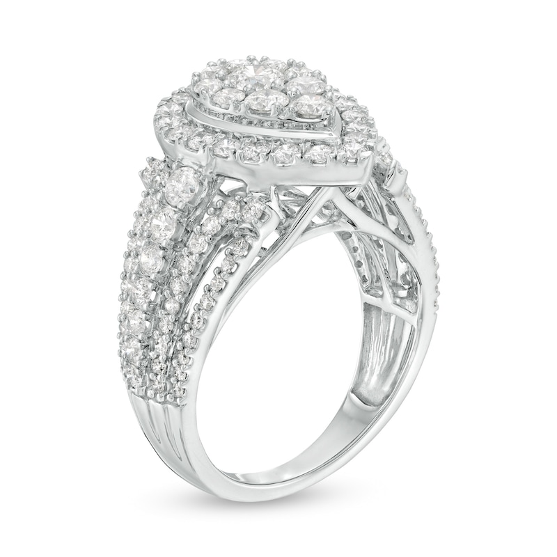 Main Image 3 of 2 CT. T.W. Composite Diamond Pear-Shaped Frame Engagement Ring in 10K White Gold