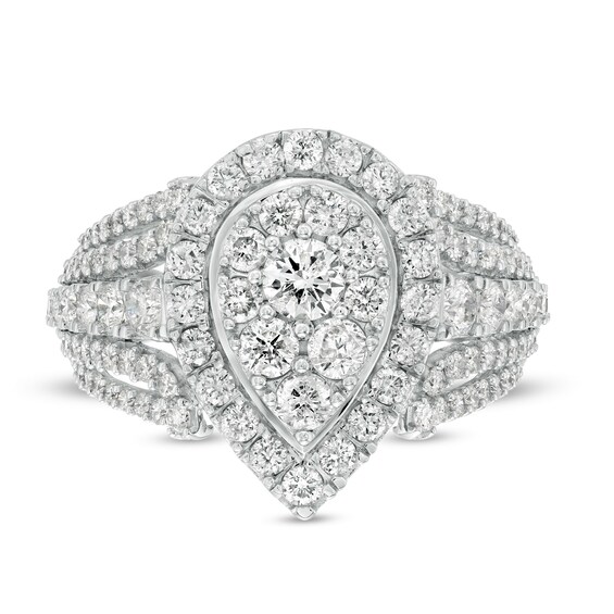 2 CT. T.w. Composite Diamond Pear-Shaped Frame Engagement Ring in 10K White Gold