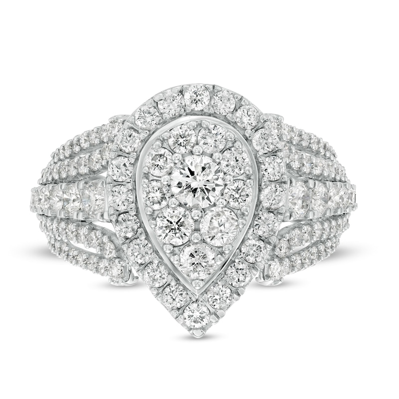 Zales 2 Ct. T.W. Multi-Diamond Pear-Shaped Frame Engagement Ring in 14K White Gold