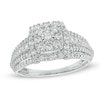 1/2 CT. T.W. Composite Diamond Double Cushion Frame Engagement Ring in 10K White Gold