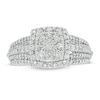 1/2 CT. T.W. Composite Diamond Double Cushion Frame Engagement Ring in 10K White Gold